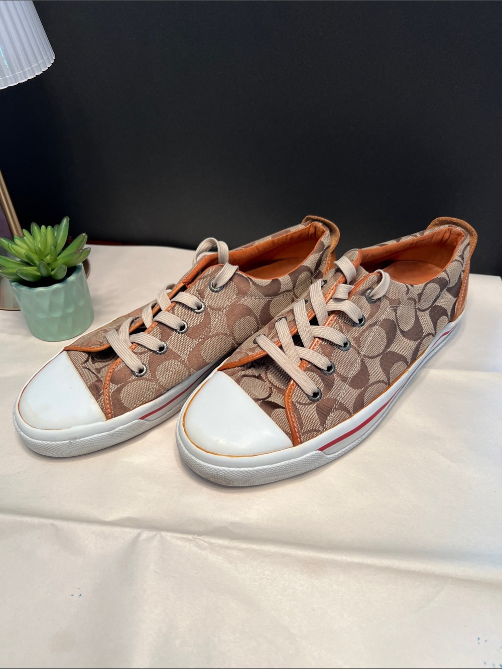 Coach Barrett Signature Canvas Low-Top Sneakers in Brown with Cream Accents - Picture 2 of 8